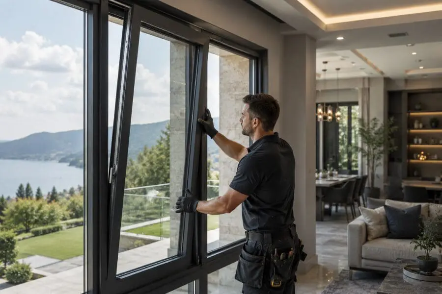 Grey aluminium windows for modern luxury homes and contemporary house design.