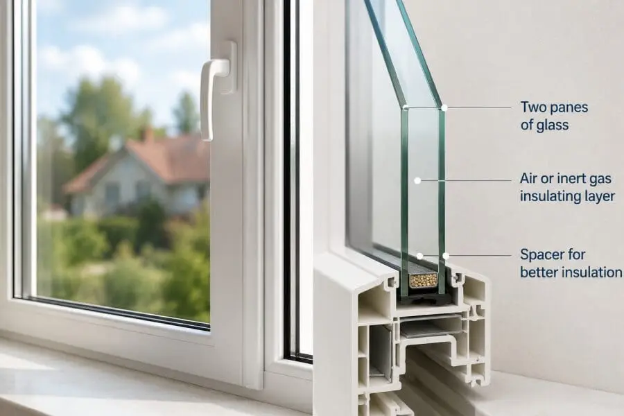 Parts of a double-glaze UPVC window