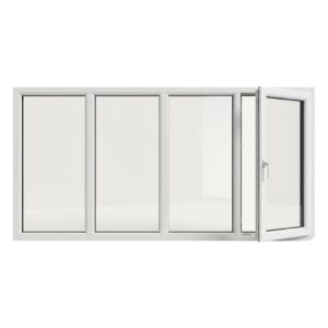 uPVC four-panel casement, one side hung
