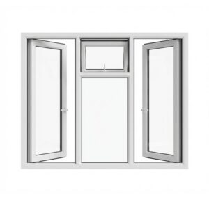 uPVC casement window with side-hung openings and a vent